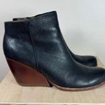 Kork-Ease  Women’s Black Leather Chandra Wedge Ankle Booties Stacked Heel 9.5M Photo 0