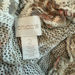 Chico's  Open Knit Kimono Sz LG (2) Lightweight Fringe Pink Tan Beach Boho Festiva Photo 6