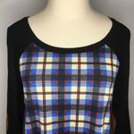 a.gain Blue Plaid Raglan Long Sleeve Shirt, Small Photo 1
