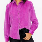 Loft  pink corduroy shacket puff sleeve shirt jacket xs Photo 0