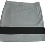 Loft SIZE 8 Gray Jersey Knit Black Stripe Side Zip A-Line Short Skirt Photo 7