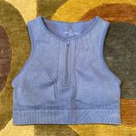Aerie Offline by Seamless Zip Front Sports Bra Most Support Blue Size Small Photo 0