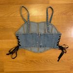None Denim Cropped Corset Top Photo 1