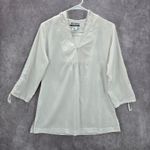 Columbia Sportswear White Hoodie Blouse Top Active Quarter Sleeve Shirt S Small Photo 0