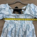 Topshop  Baby Blue Floral Embossed Puff Sleeve Babydoll Mini Dress 8 Photo 9