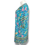 Halife Womens Tunic Dress Floral Tasseled V Neck Coastal Teal Pink Orange 2XL Size 2X Photo 4