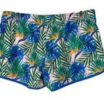 Franks Swim Large Board Shorts Quick Dry Palm Leaf Pockets Elastic Waist Multi Blue Photo 1