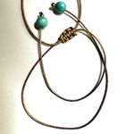 Bronzite and faux turquoise beaded adjustable necklace Blue Photo 7