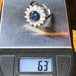 Natural Blue Star Sapphire Moissanite Sterling Silver Cocktail Ring Size 8 Photo 9