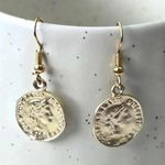 None Silver Coin Face Circle Dangle Hook Fashion Jewelry Earrings NWT E97 Photo 0
