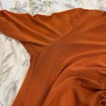 Adrianna Papell Orange Ruched Button-Up Long Sleeve Top Photo 6
