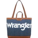 Wrangler nwt Women's Canvas Iconic Logo Tote navy / white Photo 0