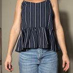 Veronica M  Blue and White Peplum Open Back Top Size XS Photo 0