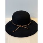 PHENIX Round Crown Fedora 100% Wool Hat Wide Brim Black OS Boho Chic Hat Photo 0
