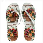 Tory Burch NEW 6 Flatform Flip Flop White Cloud FruitBasket Orange Rubber Sandal Photo 2