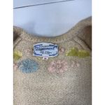 Vintage Voguemont Wool‎ Cardigan Sweater Floral Embroidered Pastel Knit Medium Tan Photo 5