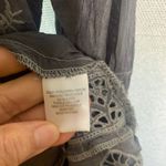 Johnny Was floral Embroidered Tunic Dress Roll-Tab Sleeve Bohemian Gray Small Photo 5