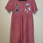 Cabernet Red House‎ Dress Embroidered Lighthouse Design Cotton Size Medium Blue Photo 0