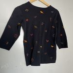 Peruvian Connection  Embroidered Petroglyphs Pima Cotton 3/4 Sleeve T-Shirt XS Photo 1