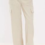 Lou & Grey Beige Wanderweave Cargo Style Straight Wide Leg Pants New Medium Photo 0