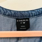 Ethereal boutique Lace Up Frill Neck Chambray denim Dress sz small Photo 3