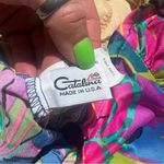 Catalina Vintage  neon tropical ruched skirted swimsuit with halter strap size 8 Photo 5