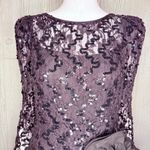 Vintage Lillie Rubin black sequin beaded floral ruffle long sleeve formal dress Photo 7