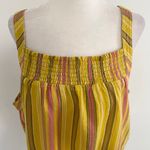 prAna New Smocked Tie Hem Tank Top Little Palm Cami Leapfrog Stripe Size Large Photo 8