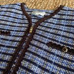 St. John  Collection blue and brown tweed zip jacket sweater size 12 Photo 1