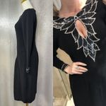 Don Sayres Wellmore Knit Dress Size 10 Black Wool Rayon Sequin Embellished Photo 6