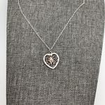 Hallmark Antique Fine Silver Floral Heart Pendant 0.75” Wide With / New Chain 18” Photo 5