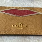 Coach : Tan Slim Credit Card Holder with Pink Lips- Wallet Photo 13