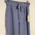 Joie ‎ Blue And White Gingham Paper-bag Wide Leg Pants Belted Size Medium Photo 1