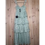 Lulus NWT  Stunning Glory Sage Green Floral Jacquard Tiered Maxi Dress Party Sz M Photo 5