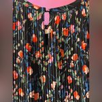 ZARA Large Black Floral Pleated 3/4th Sleeve Babydoll Mini Dress by Photo 8