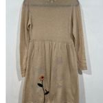 Vintage Jocomola de Sybilla Wool Embroidered Turtle neck Dress Beige Floral L Tan Size L Photo 5