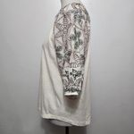 cupio  Womens Cream Embroidered Sleeve V Neck Casual Tee Top M Photo 2