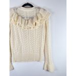 Tularosa Womens Sweater Ivory Manny Wool Blend Ruffle Flared Ribbed Pullover XS Photo 8