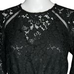 EXPRESS  Shirt Women Small Black Sheer Lace Peplum Blouse Party Cocktail Festival Photo 4