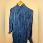 G.P.D. Mirabel Blue Floral Long Sleeve Mini Dress Mock Neck Open Back Size 2 Photo 5