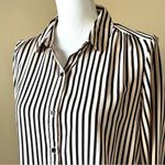 I Love H81  | Pink Black Striped Button Down High Low Blouse Sz M Photo 2