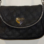 Source Unknown BLACK FAUX LEATHER MINI PURSE WILL FIT PHONE SILVER HARDWARE STURDY CROSS CHAIN Photo 0