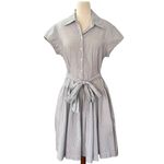 Norma Kamali  Belted Pinstripe Button Down Shirt Dress Size L NEW WITHOUT TAGS Photo 2