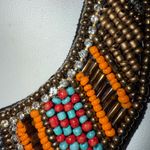 Vintage‎ Beaded Bib Necklace Tribal Boho Multicolor Statement Jewelry Ethnic Brown Photo 2
