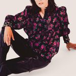 Melissa Nepton micro floral pink rose peasant Aubrey feminine Cottagecore top L Black Size L Photo 5