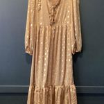 Never Fully Dressed long sleeve foil mettalic gold spot midi maxi ruffle dress 8 Photo 0