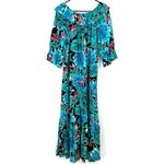 Hilo Hattie Size L‎ 3/4 Sleeve Boat Neck Long Dress Blue Tropical Print Casual Size L Photo 1
