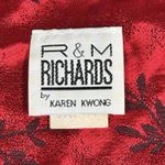 R & M Richards  Jacket Womens 14 Red Black Botanical Asian‎ Topper Satin Photo 7