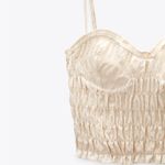 ZARA NWT  BUSTIER CROP TOP BLOGGERS FAV RUCHED BEIGE XL Photo 4