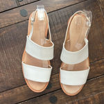 COS  Sandals Double Strap Flat White Leather Size US 8 Photo 5